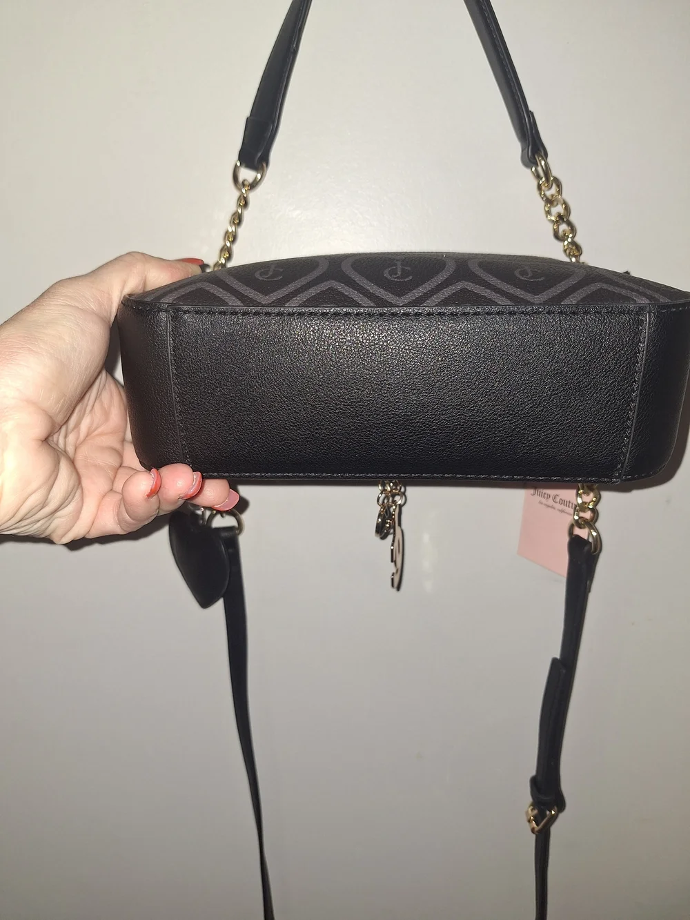 EXCLUSIVE Juicy Couture Black Patterned Crossbody with Gold Hardware